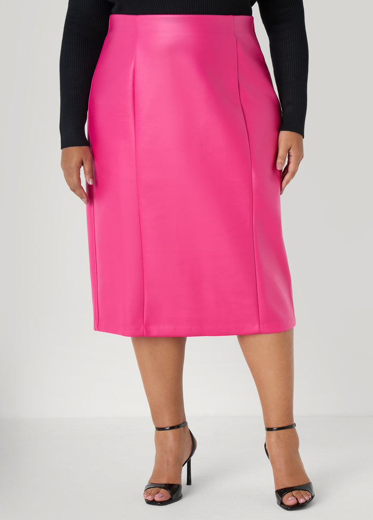 Faux Leather Midi Pencil Skirt – Ashley Stewart