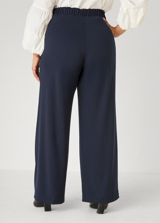 Gathered Waist Straight Leg Pants