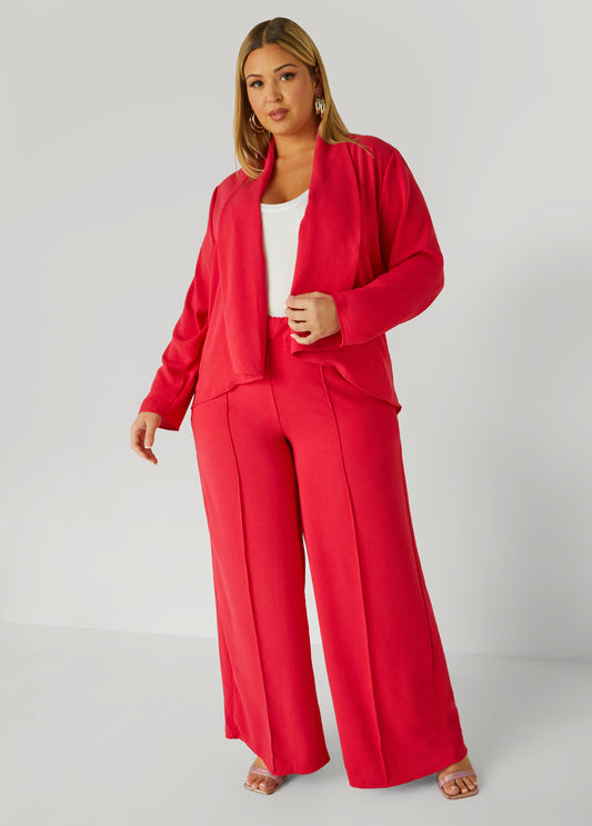 Seamed Textured Wide Leg Pants