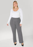 Textured Houndstooth Pull On Pants