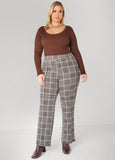 Textured Plaid Pull On Pants
