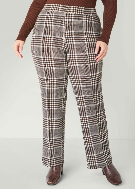 Plus Size Textured Plaid Pull On Pants
