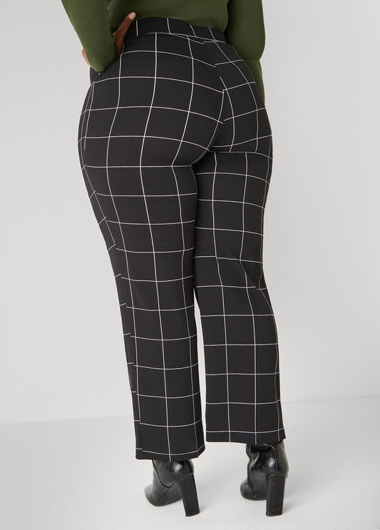 Textured Windowpane Print Pants