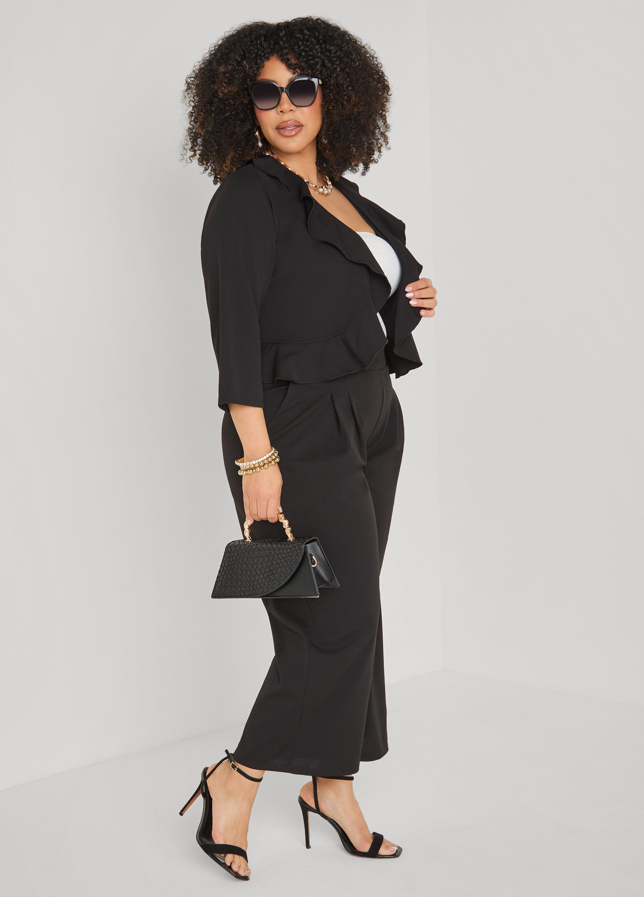 Pleated Wide Leg Capris