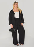 Textured Drawstring Wide Leg Pants