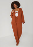 Textured Drawstring Wide Leg Pants