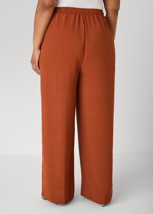 Textured Drawstring Wide Leg Pants