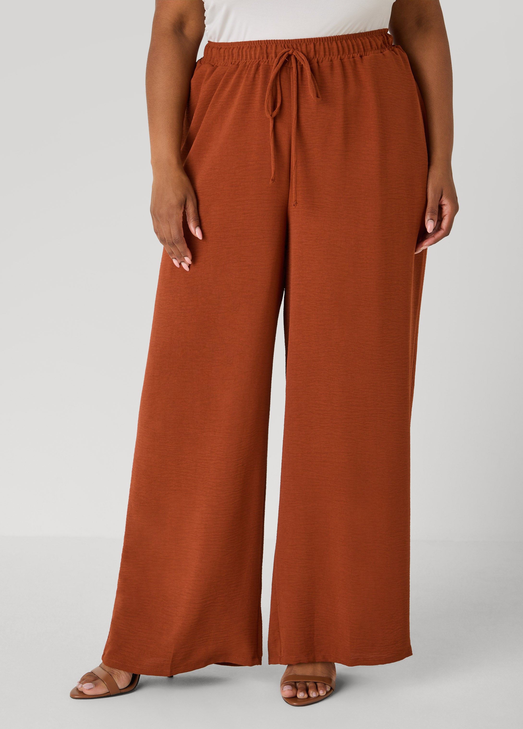 Textured Drawstring Wide Leg Pants