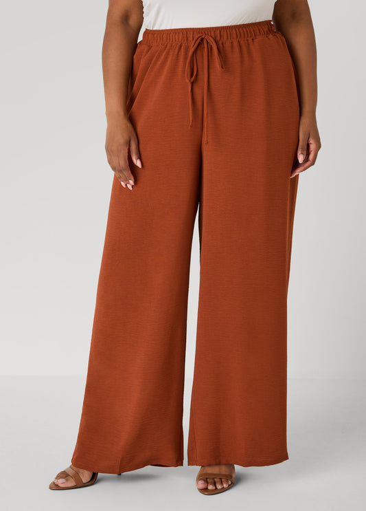 Textured Drawstring Wide Leg Pants