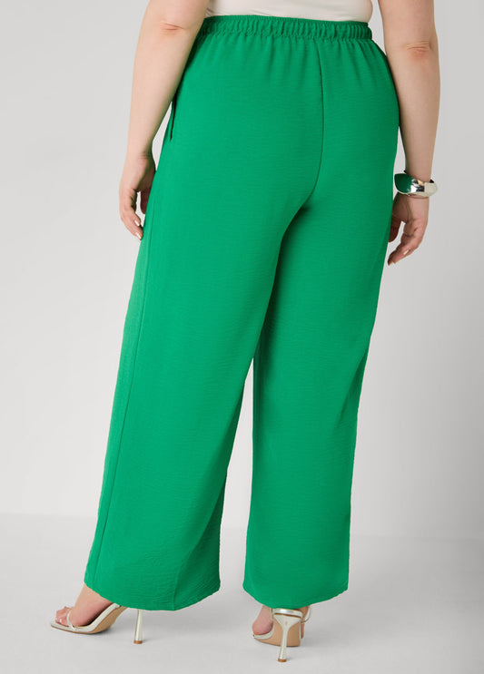 Textured Drawstring Wide Leg Pants
