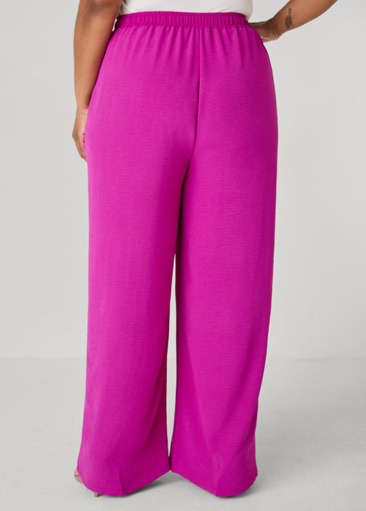 Textured Drawstring Wide Leg Pants