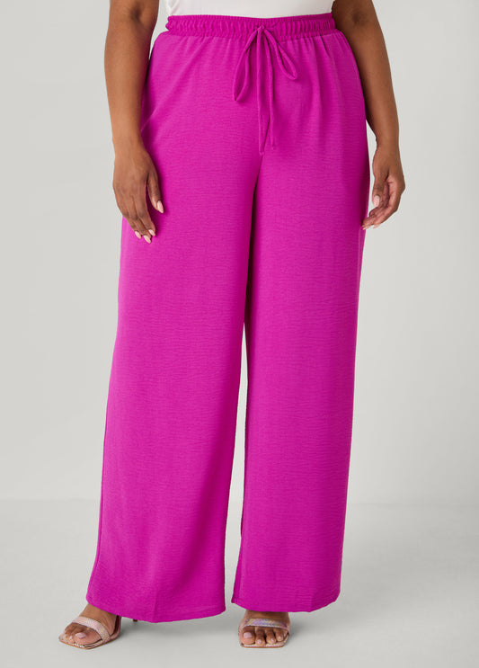 Textured Drawstring Wide Leg Pants