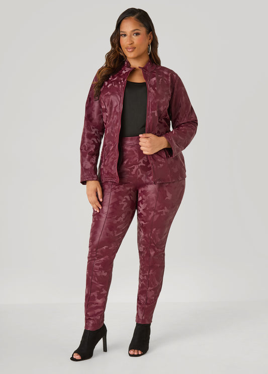 Camo Print Faux Leather Leggings