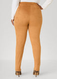 Pintucked Faux Suede Leggings