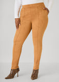 Pintucked Faux Suede Leggings