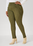 Pintucked Faux Suede Leggings