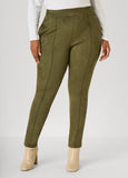 Pintucked Faux Suede Leggings