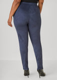 Pintucked Faux Suede Leggings