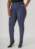 Pintucked Faux Suede Leggings