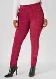 Pintucked Faux Suede Leggings