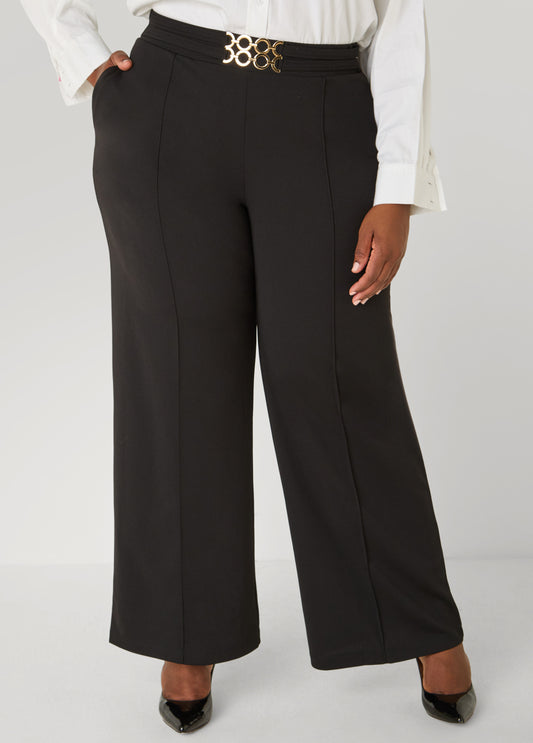 Ring Embellished Straight Leg Pants