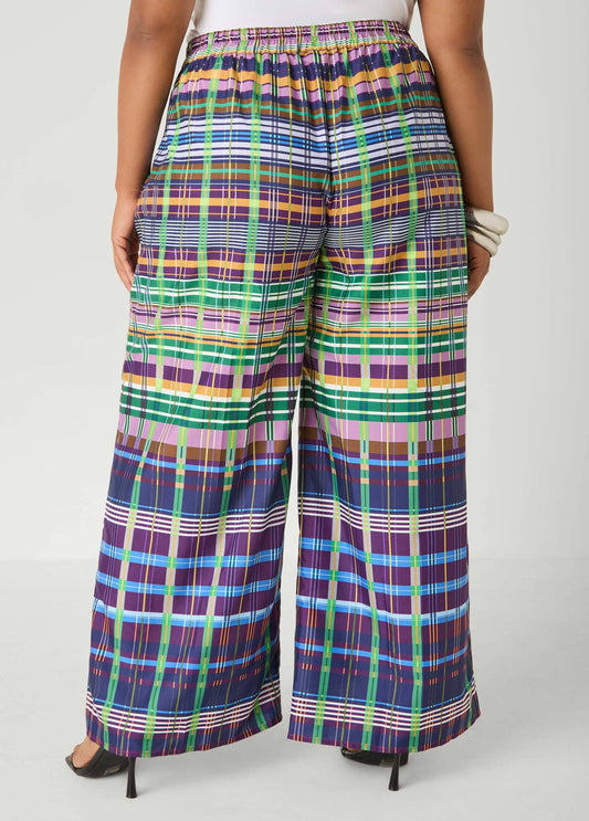 Plaid Wide Leg Pants