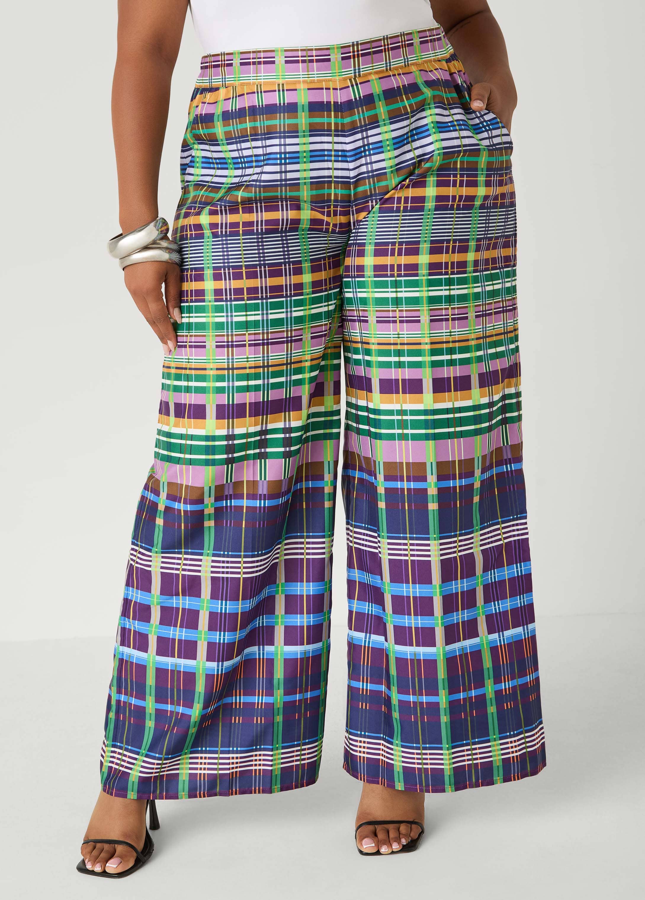 Plaid Wide Leg Pants