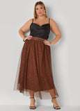Printed Mesh Maxi Skirt