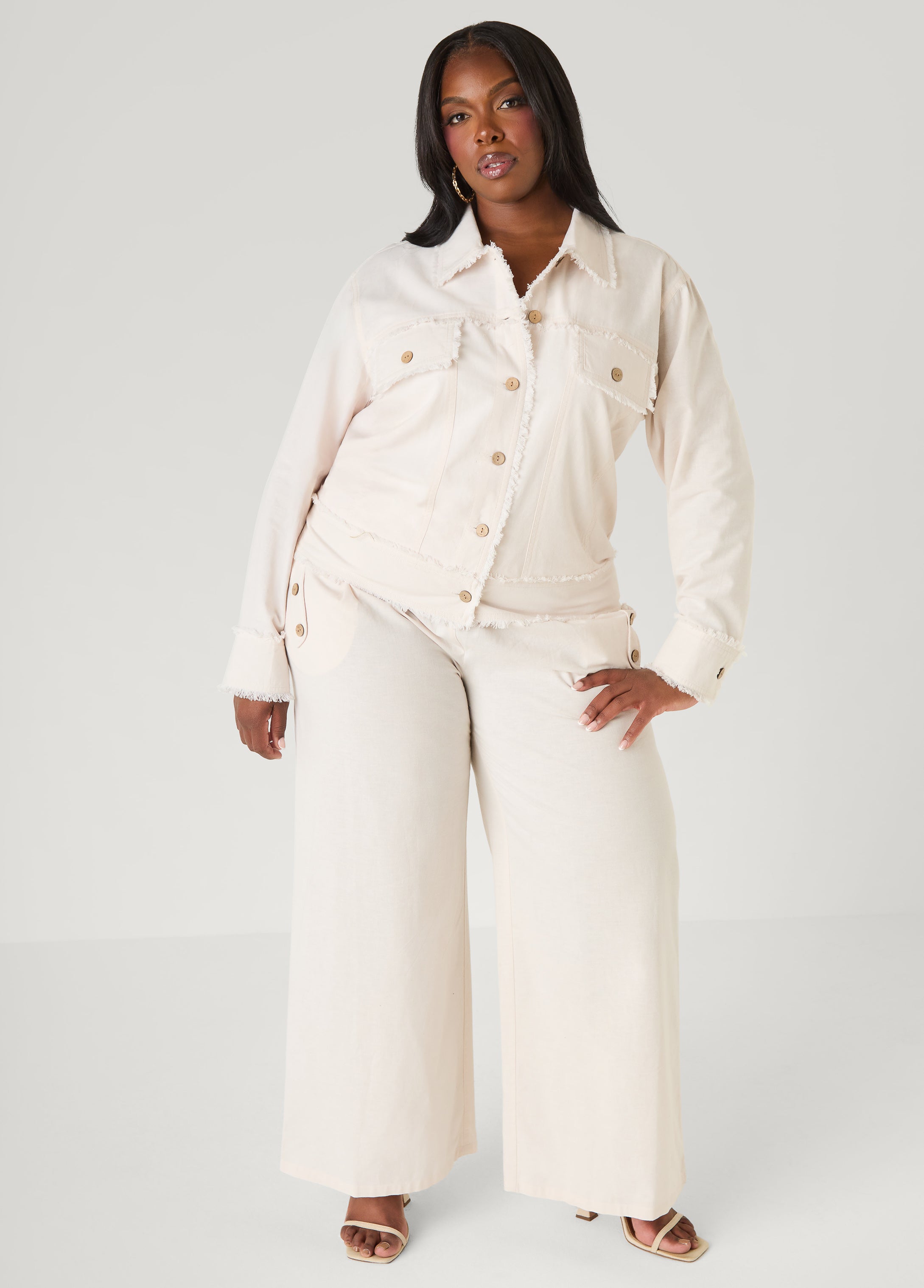 Button Detailed Cotton Blend Pants