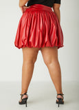 Mini Faux Leather Bubble Skirt