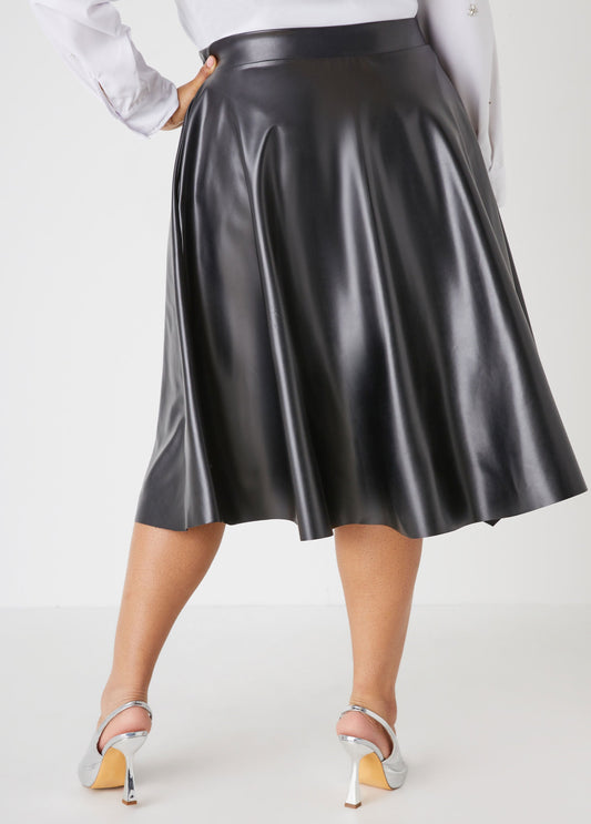 Faux Leather A Line Skirt