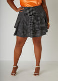 Plus Size Tiered Polka Dot Mini Skirt