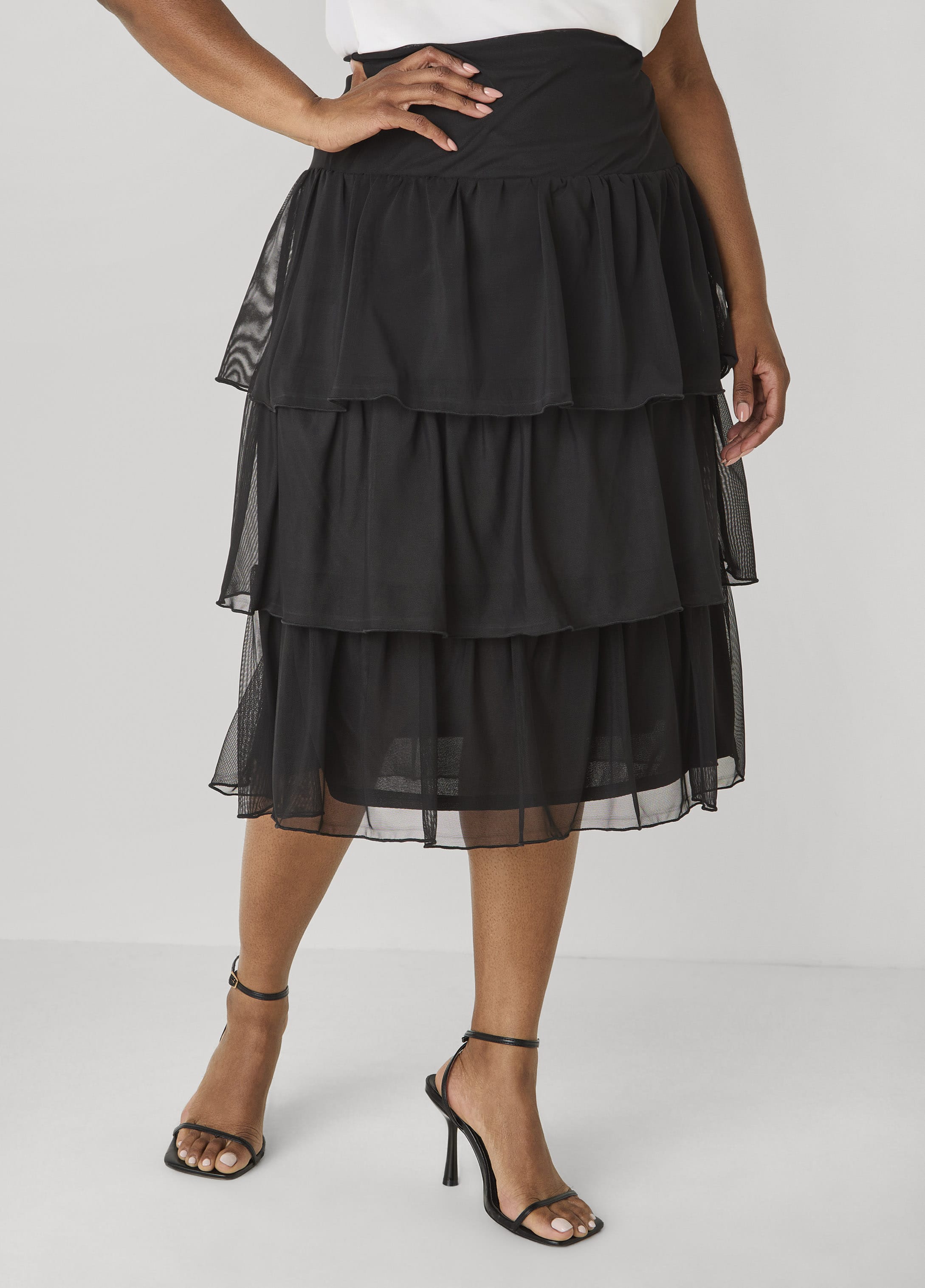 Tiered Ruffle Mesh Skirt