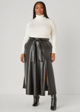 Belted Faux Leather Maxi Skirt
