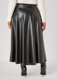 Belted Faux Leather Maxi Skirt