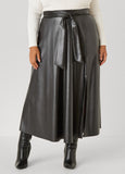 Belted Faux Leather Maxi Skirt