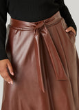 Belted Faux Leather Maxi Skirt
