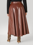 Belted Faux Leather Maxi Skirt