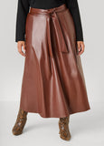 Belted Faux Leather Maxi Skirt