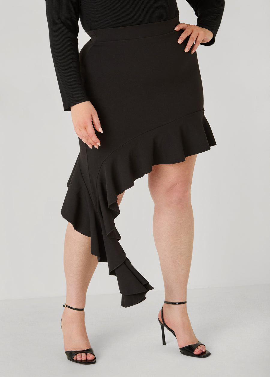 Ruffled Asymmetric Skirt