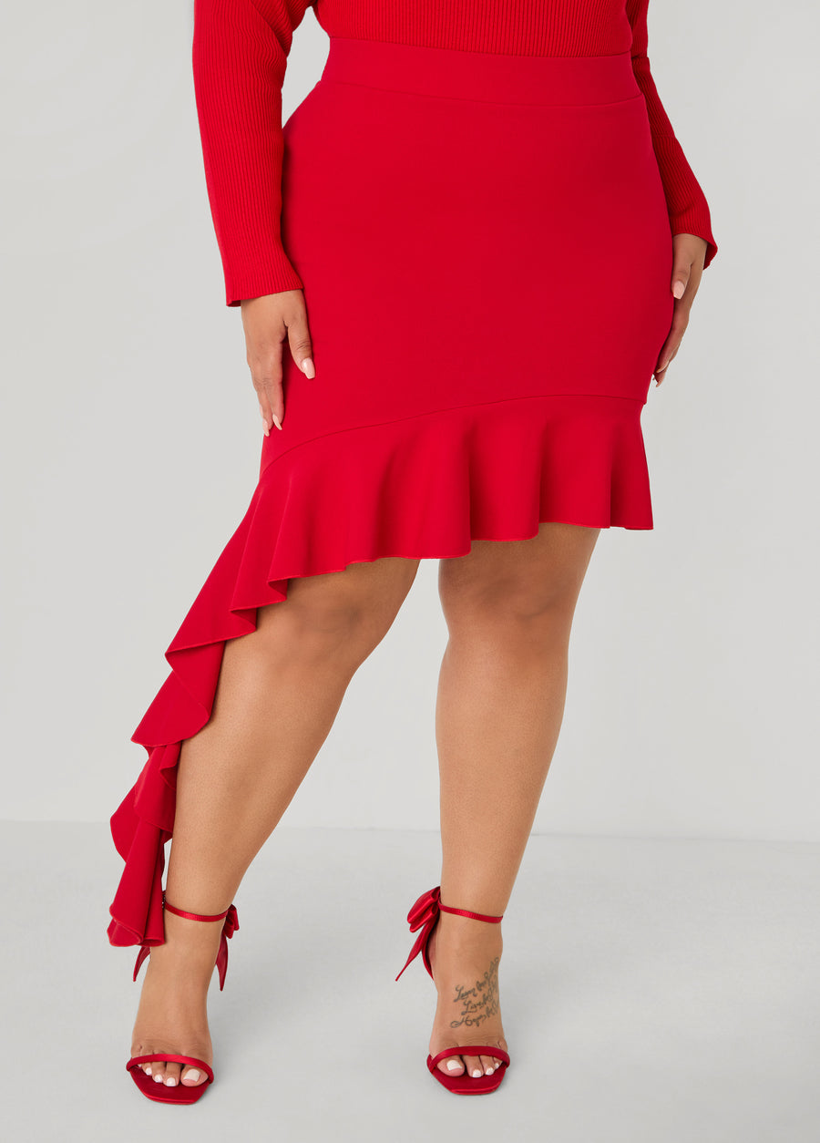 Ruffled Asymmetric Skirt
