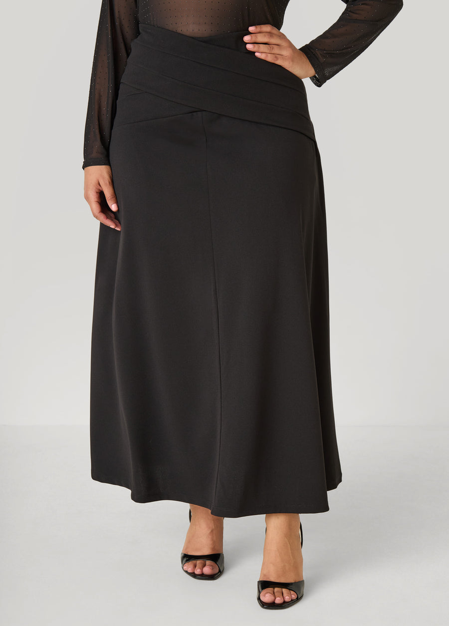 Pleated Wrap Waist Skirt