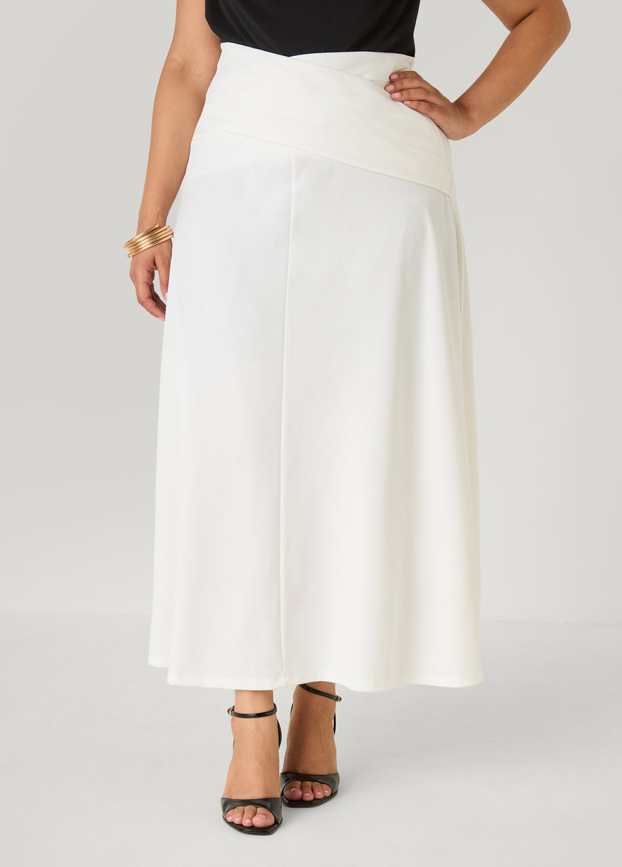 Pleated Wrap Waist Skirt