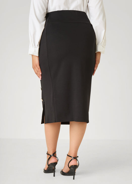 Button Detailed Midi Pencil Skirt