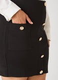 Button Front Ponte Mini Skirt