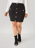 Button Front Ponte Mini Skirt