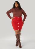 Button Front Ponte Mini Skirt