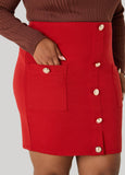 Button Front Ponte Mini Skirt