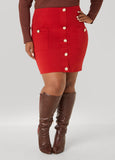 Button Front Ponte Mini Skirt