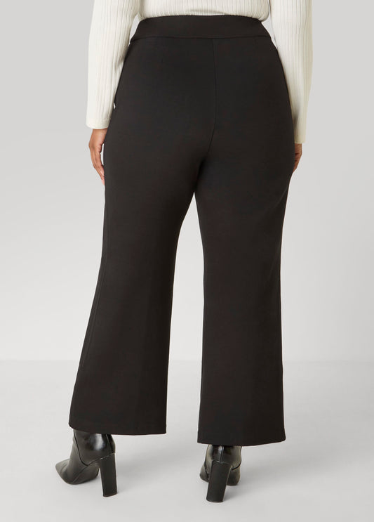 Pintucked Ponte Straight Leg Pants